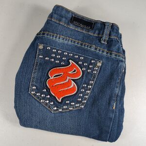 Rocawear Jeans Womens Size 9 Blue Skinny Embroidered Embellished Y2k Pants